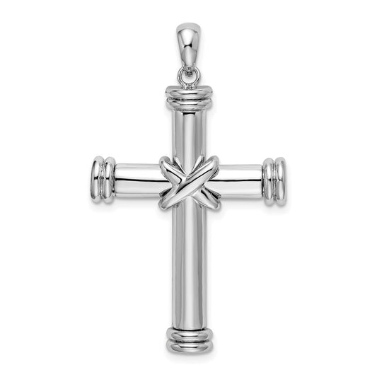 De-Ani Sterling Silver Rhodium-Plated Polished X-Center Latin Cross Pendant QC9969