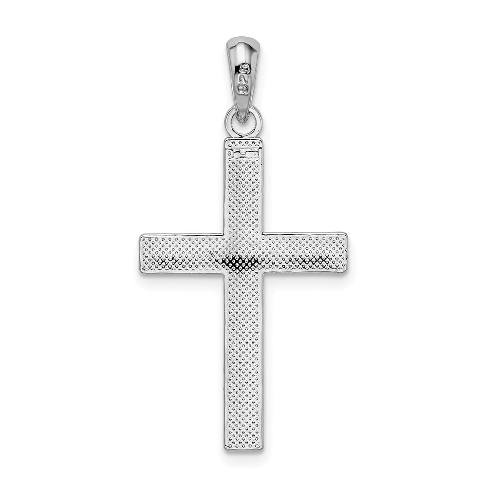 De-Ani Sterling Silver Rhodium-plated Polished Tubular Latin Cross Pendant QC9970