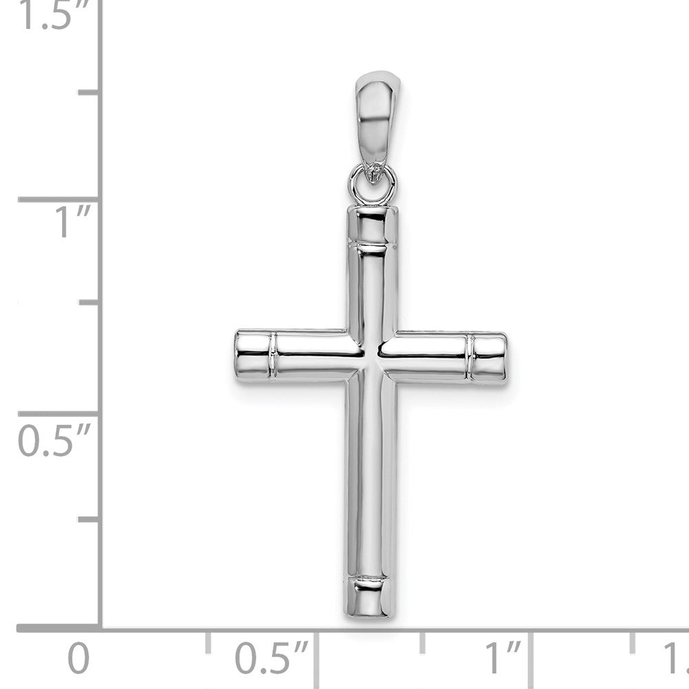 De-Ani Sterling Silver Rhodium-plated Polished Tubular Latin Cross Pendant QC9970