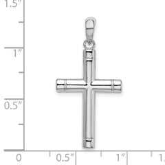 De-Ani Sterling Silver Rhodium-plated Polished Tubular Latin Cross Pendant QC9970