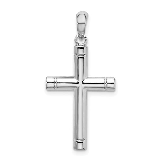 De-Ani Sterling Silver Rhodium-plated Polished Tubular Latin Cross Pendant QC9970