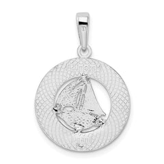 De-Ani Sterling Silver Rhodium-Plated Long Beach Island New Jersey with Sailboat Pendant QC9971