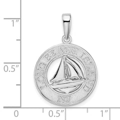 De-Ani Sterling Silver Rhodium-Plated Long Beach Island New Jersey with Sailboat Pendant QC9971