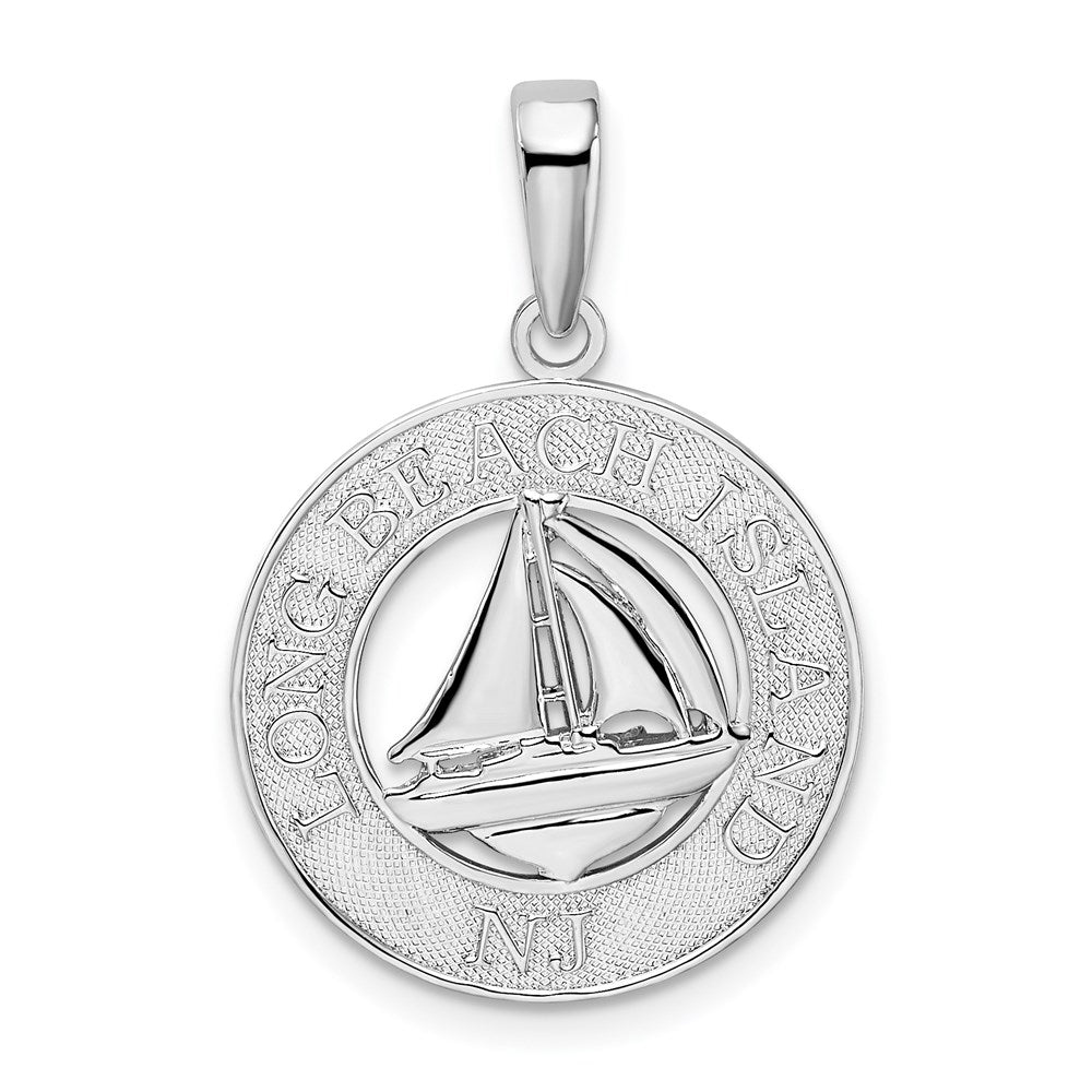 De-Ani Sterling Silver Rhodium-Plated Long Beach Island New Jersey with Sailboat Pendant QC9971
