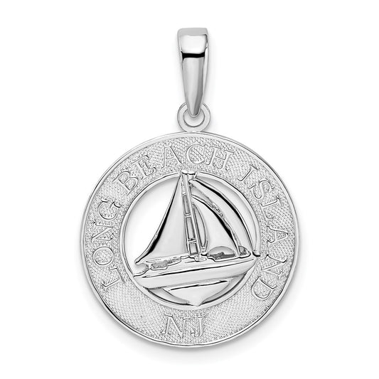 De-Ani Sterling Silver Rhodium-Plated Long Beach Island New Jersey with Sailboat Pendant QC9971