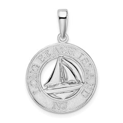 De-Ani Sterling Silver Rhodium-Plated Long Beach Island New Jersey with Sailboat Pendant QC9971