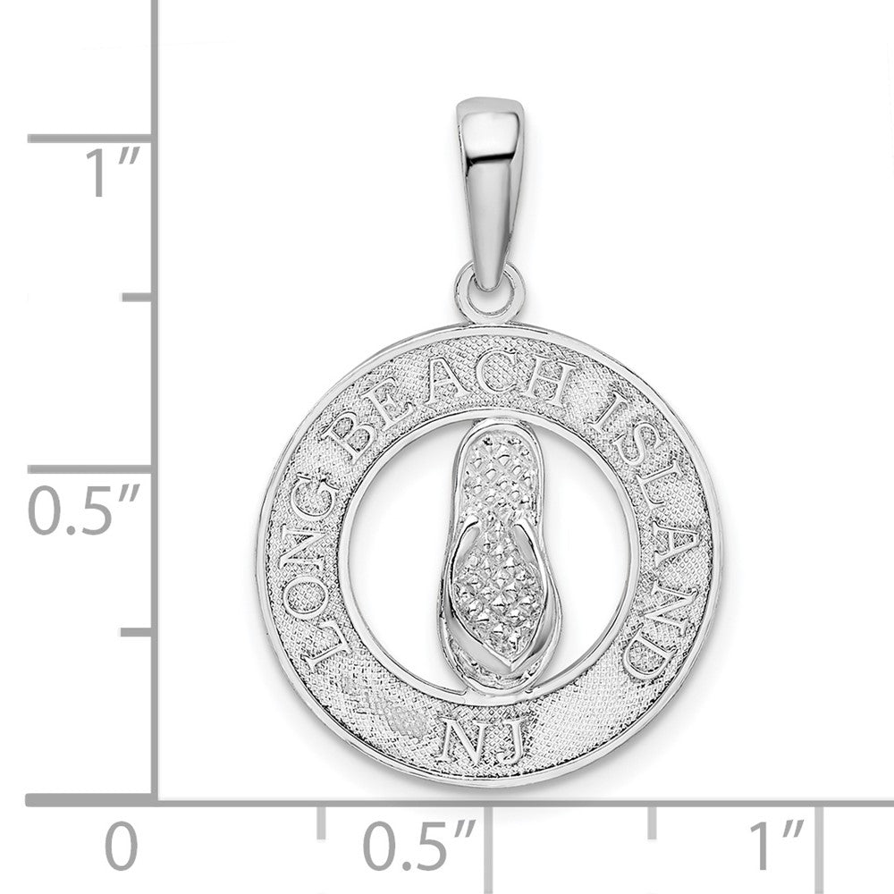 De-Ani Sterling Silver Rhodium-Plated Long Beach Island New Jersey with Flip-flop Pendant QC9972