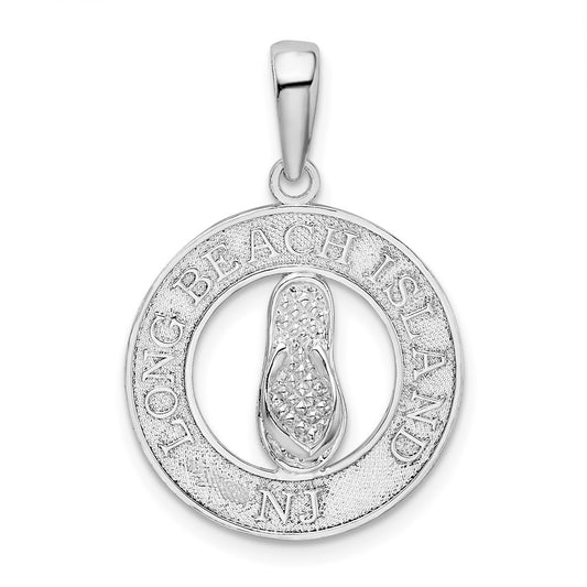 De-Ani Sterling Silver Rhodium-Plated Long Beach Island New Jersey with Flip-flop Pendant QC9972