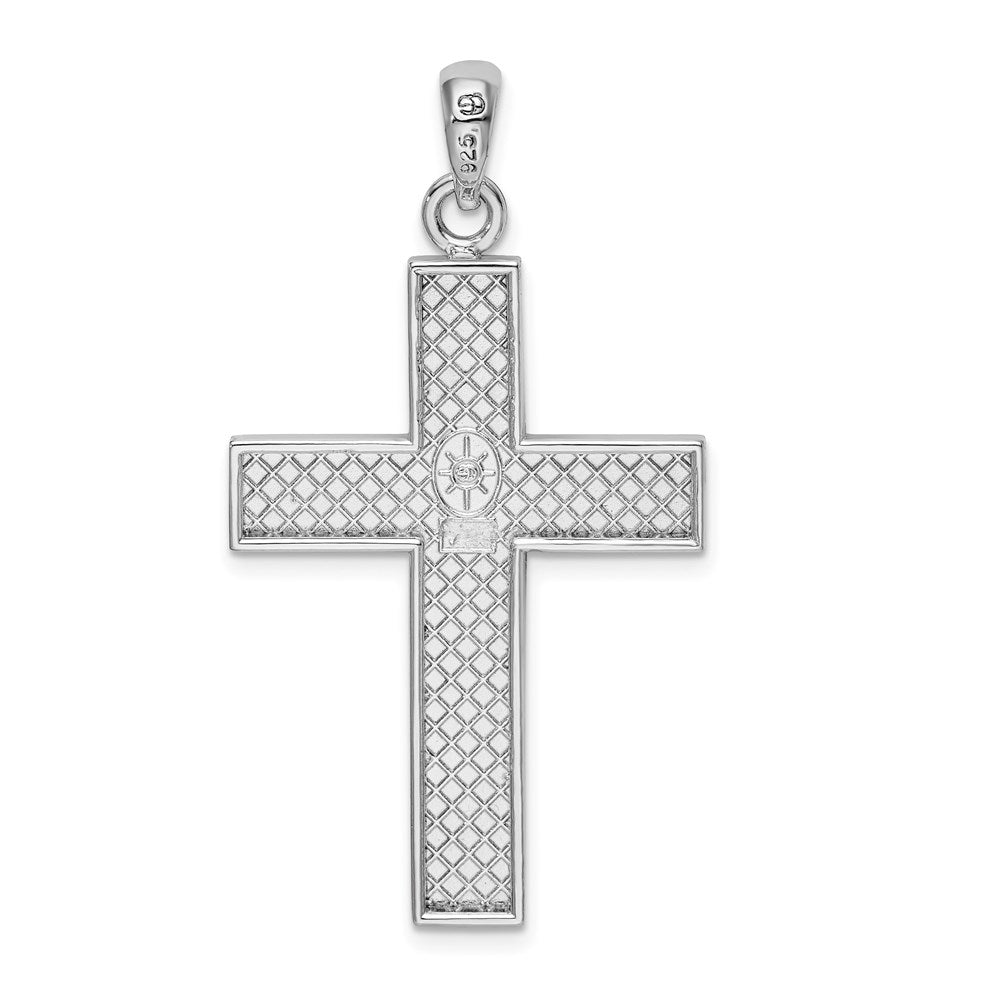 De-Ani Sterling Silver Rhodium-Plated Polished Large Latin Cross Pendant QC9973