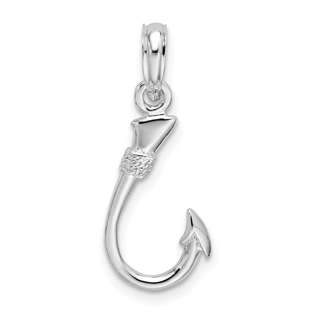 De-Ani Sterling Silver Rhodium-Plated Polished 3D Fish Hook Pendant QC9975