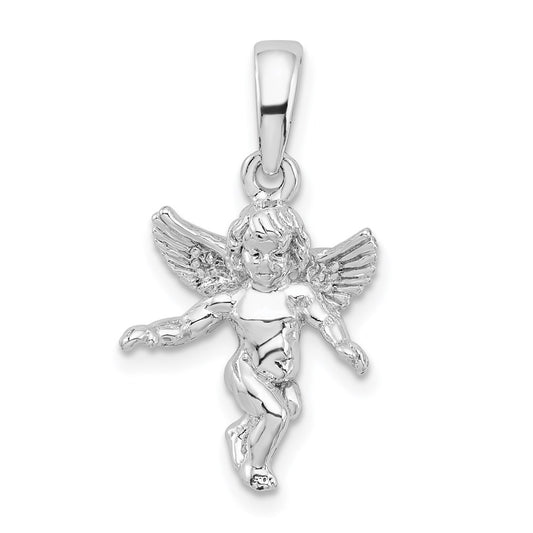 De-Ani Sterling Silver Rhodium-Plated Polished 3D Guardian Angel Pendant QC9976
