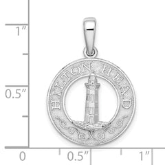 De-Ani Sterling Silver Rhodium-Plated Textured Hilton Head Lighthouse Pendant QC9978