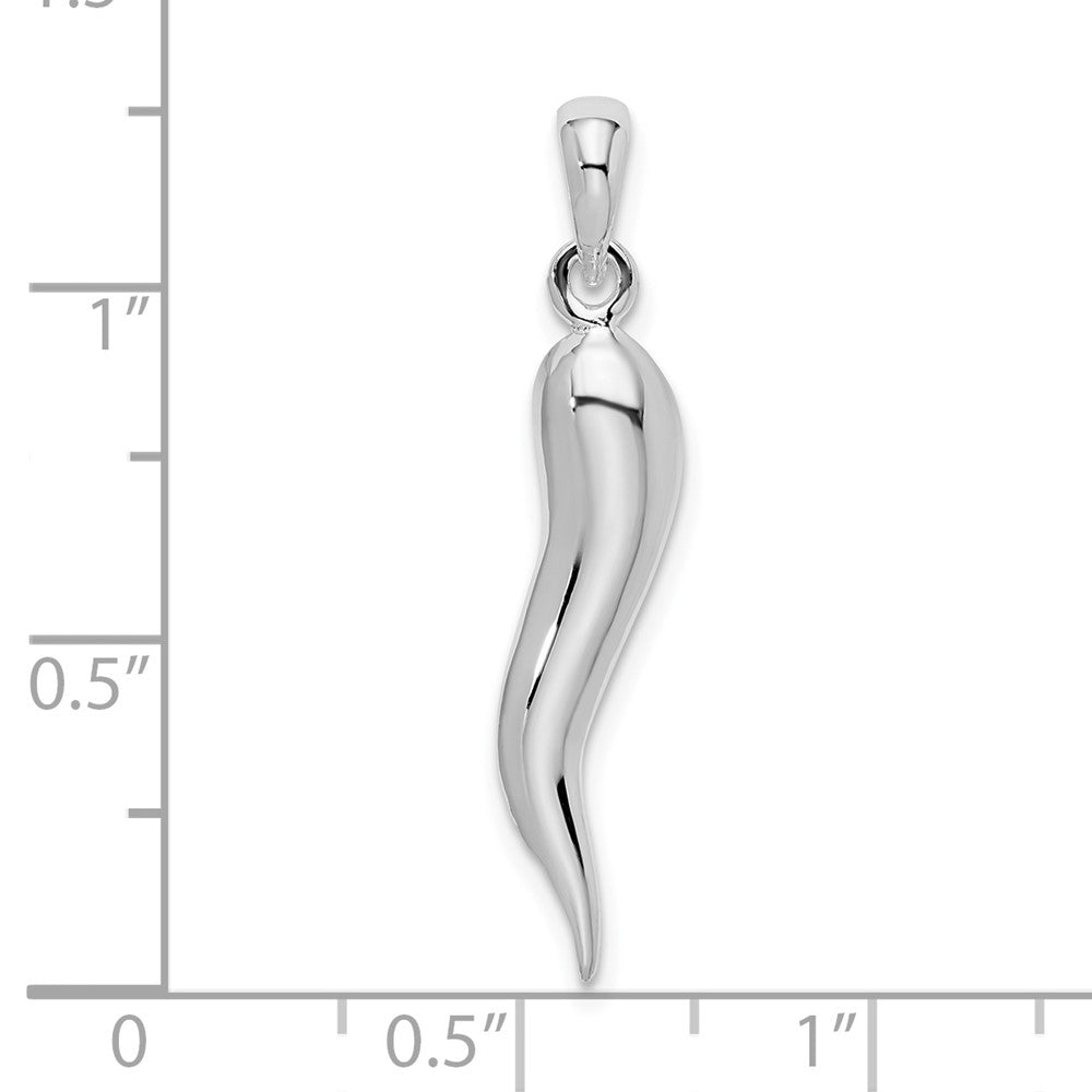 De-Ani Sterling Silver Rhodium-Plated Polished 3D Italian Horn Pendant QC9979