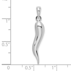 De-Ani Sterling Silver Rhodium-Plated Polished 3D Italian Horn Pendant QC9979