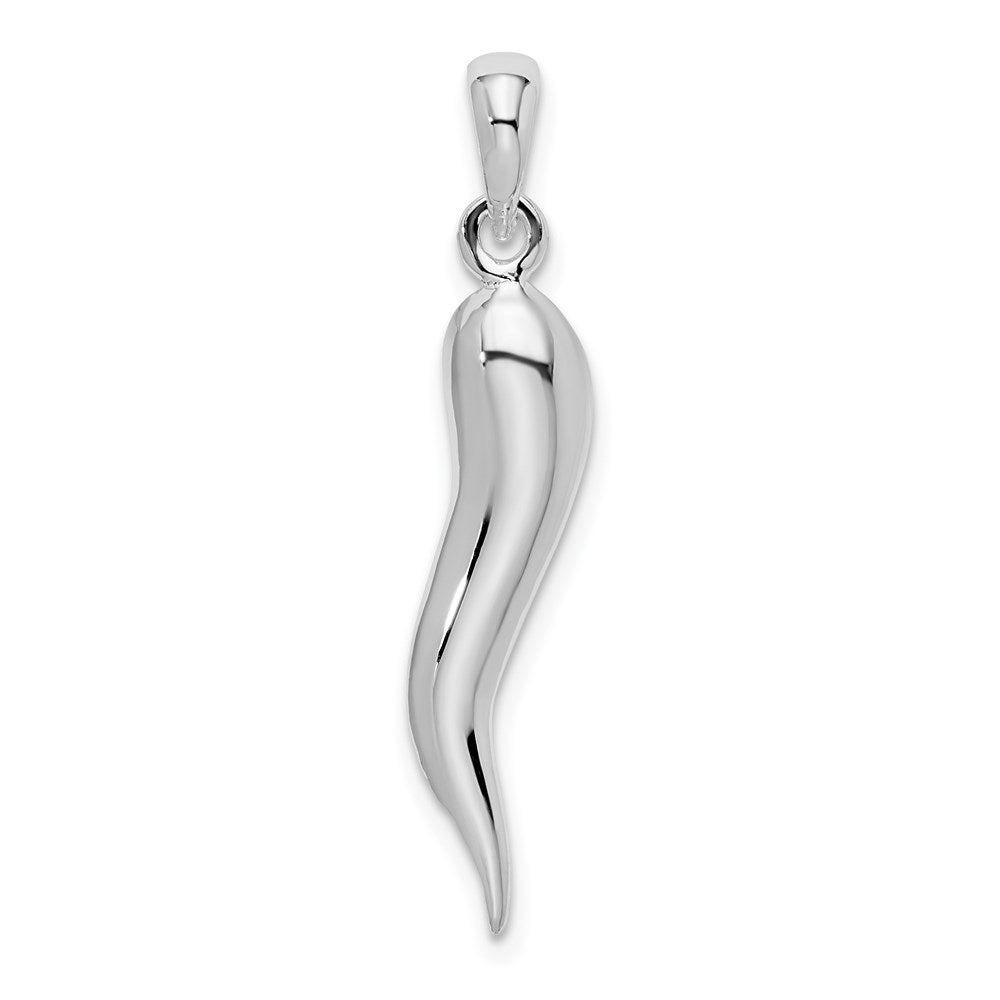 De-Ani Sterling Silver Rhodium-Plated Polished 3D Italian Horn Pendant QC9979
