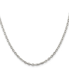Sterling Silver Rhodium-plated 2.75mm Beveled Oval Cable ChainQCA080R