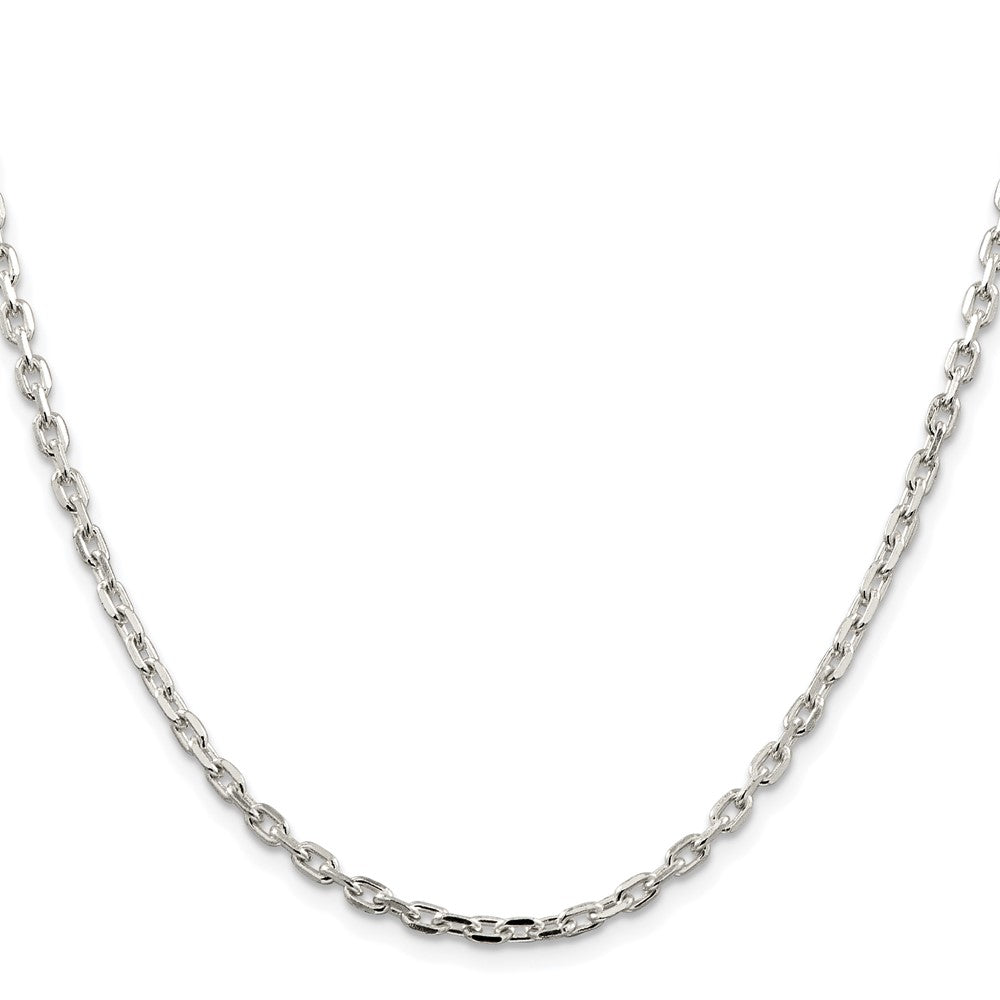 Sterling Silver Rhodium-plated 3.25mm Beveled Oval Cable ChainQCA100R