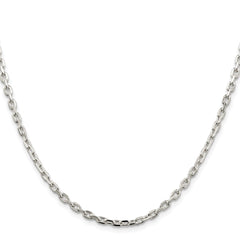 Sterling Silver Rhodium-plated 3.25mm Beveled Oval Cable ChainQCA100R