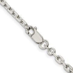 Sterling Silver Rhodium-plated 3.25mm Beveled Oval Cable ChainQCA100R