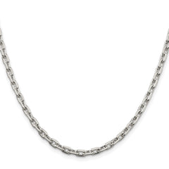 Sterling Silver Rhodium-plated 3.95mm Beveled Oval Cable ChainQCA120R
