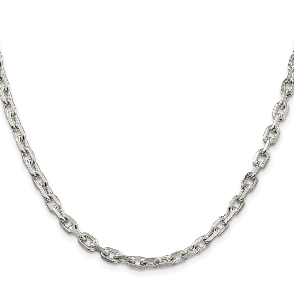 Sterling Silver Rhodium-plated 4.9mm Beveled Oval Cable ChainQCA150R