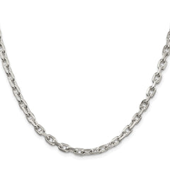Sterling Silver Rhodium-plated 4.9mm Beveled Oval Cable ChainQCA150R