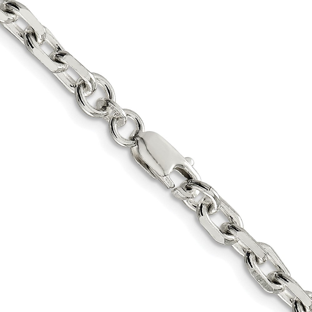Sterling Silver Rhodium-plated 4.9mm Beveled Oval Cable ChainQCA150R
