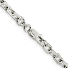 Sterling Silver Rhodium-plated 4.9mm Beveled Oval Cable ChainQCA150R
