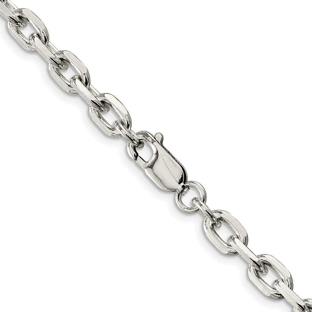 Sterling Silver Rhodium-plated 5.4mm Beveled Oval Cable ChainQCA170R