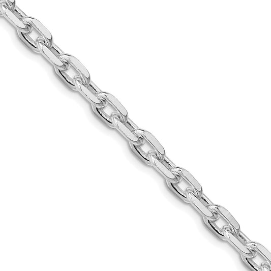 Sterling Silver Rhodium-plated 5.4mm Beveled Oval Cable ChainQCA170R