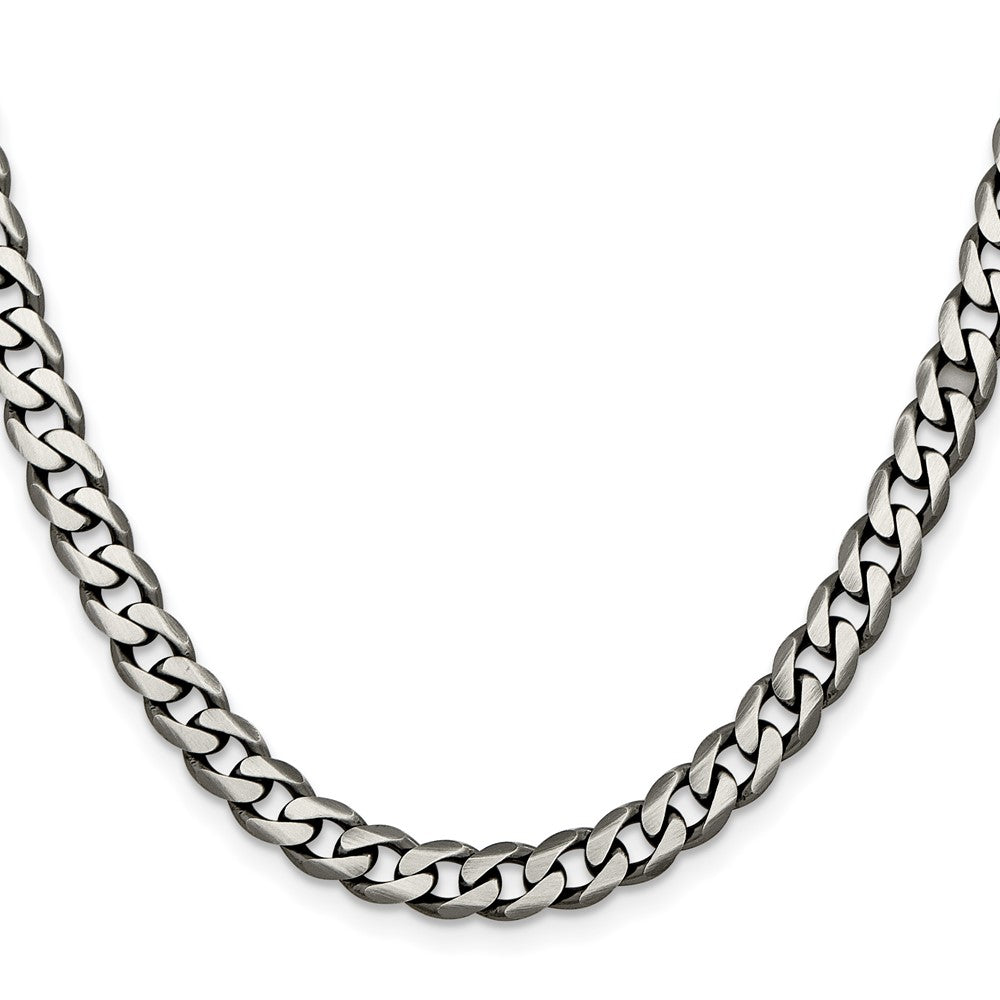 Sterling Silver Antiqued 6.5mm Curb ChainQCB180A