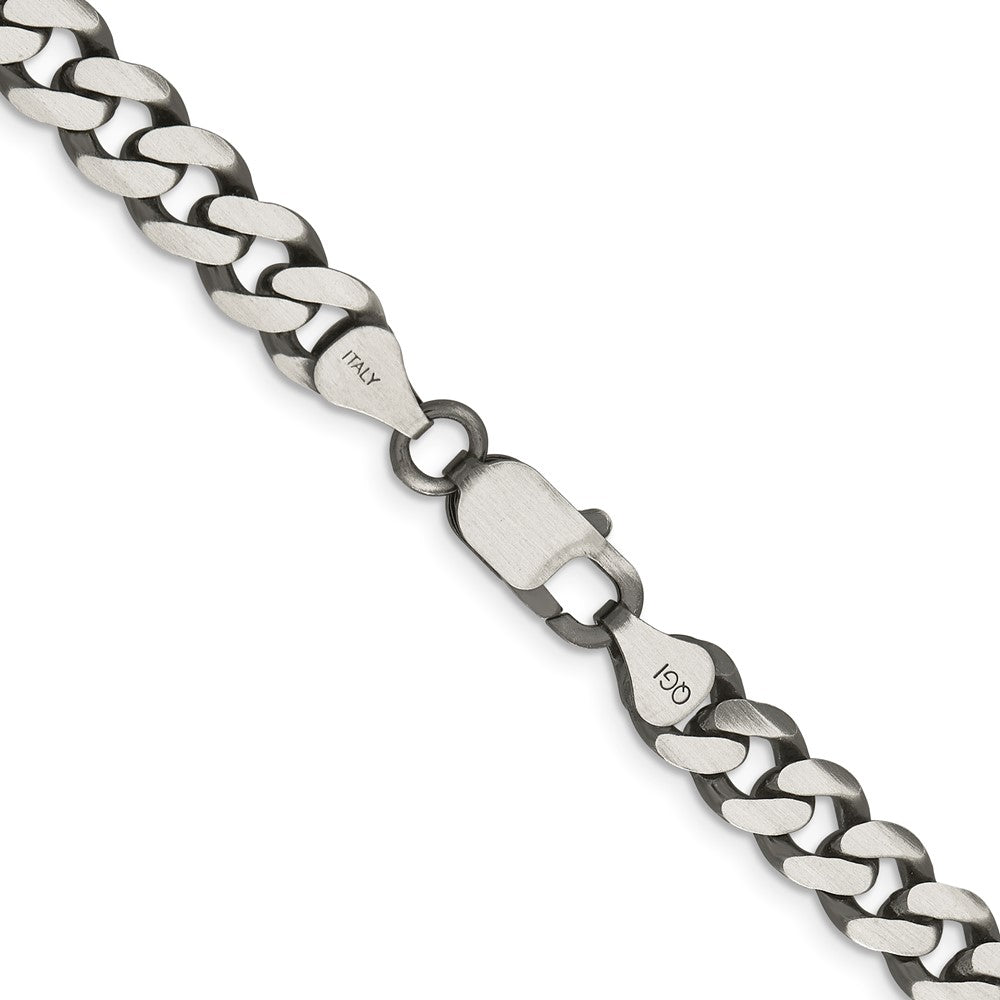 Sterling Silver Antiqued 7.5mm Curb ChainQCB200A