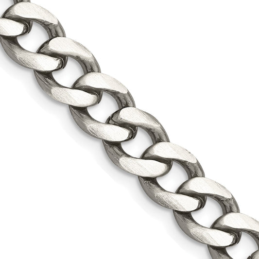 Sterling Silver Antiqued 8.3mm Curb ChainQCB220A