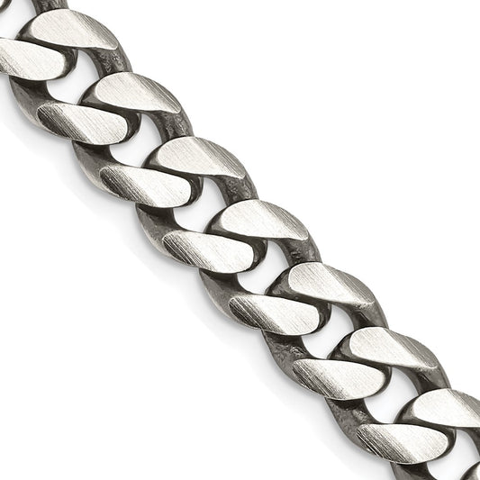 Sterling Silver Antiqued 9.3mm Curb ChainQCB250A