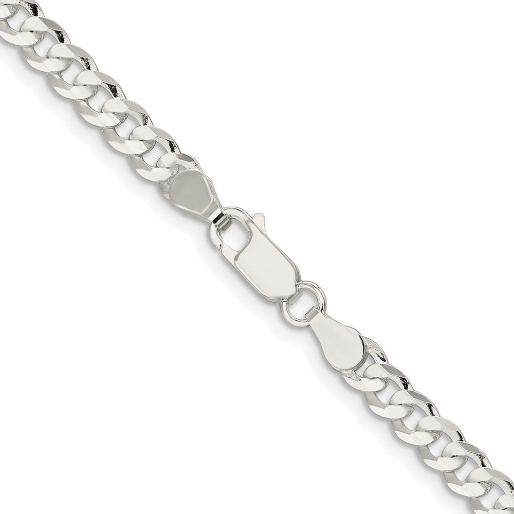 Sterling Silver Rhodium-plated 4.5mm Concave Beveled Curb ChainQCBC120R