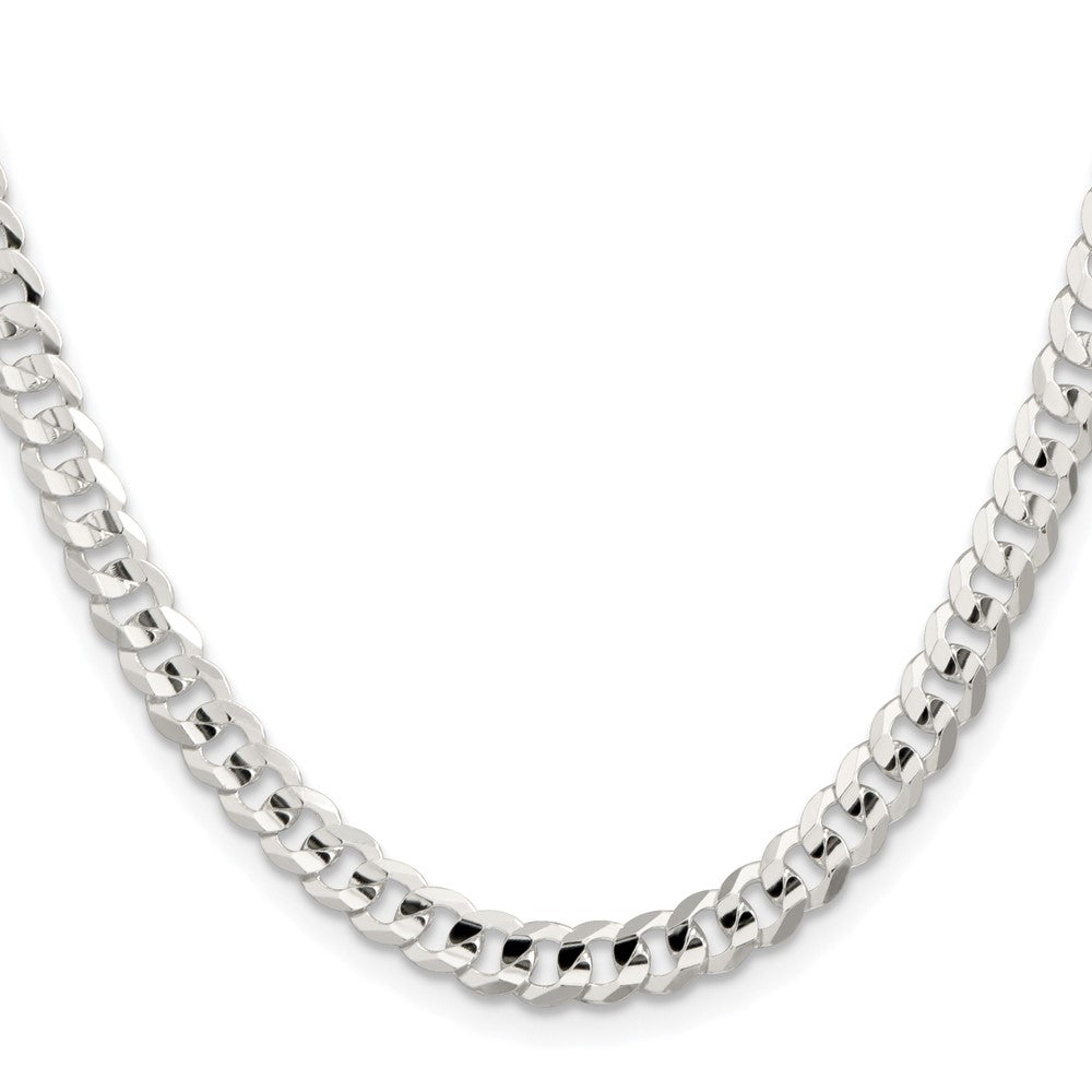 Sterling Silver Rhodium-plated 5.65mm Concave Beveled Curb ChainQCBC150R