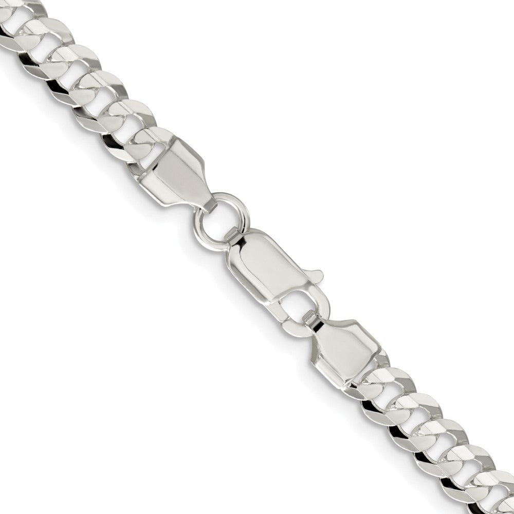 Sterling Silver Rhodium-plated 5.65mm Concave Beveled Curb ChainQCBC150R