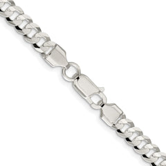 Sterling Silver Rhodium-plated 5.65mm Concave Beveled Curb ChainQCBC150R
