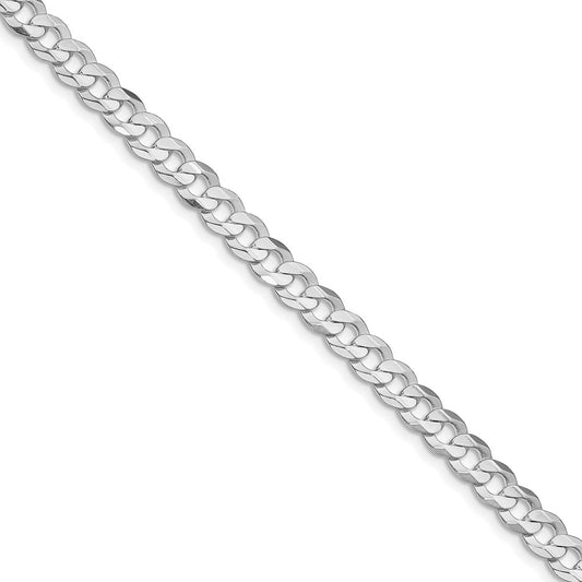 Sterling Silver Rhodium-plated 5.65mm Concave Beveled Curb ChainQCBC150R