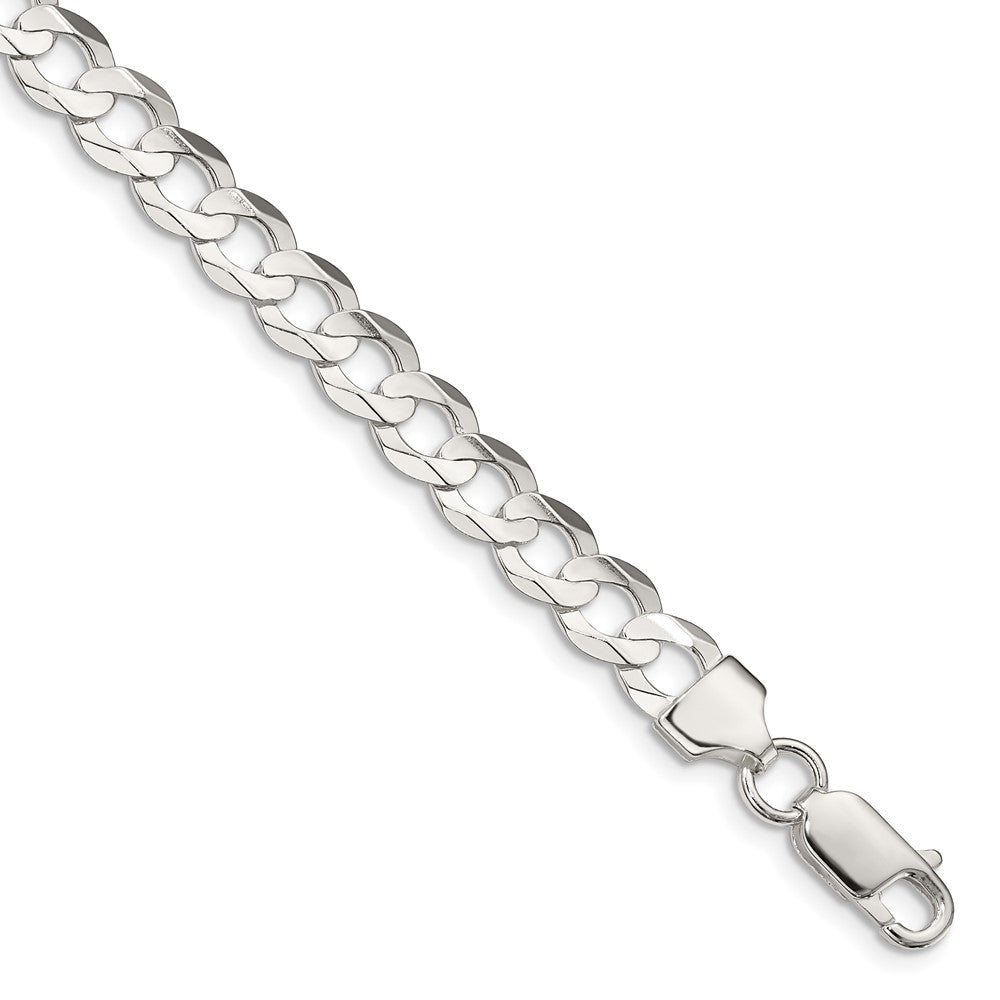 Sterling Silver 6.75mm Concave Beveled Curb Chain QCBC180-8
