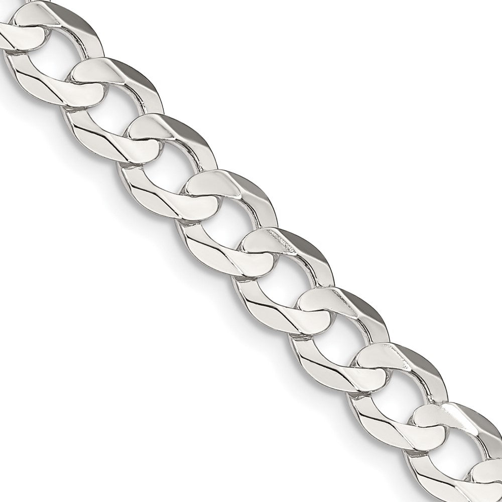 Sterling Silver 6.75mm Concave Beveled Curb ChainQCBC180