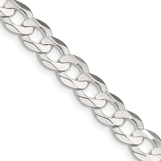 Sterling Silver 6.75mm Concave Beveled Curb ChainQCBC180