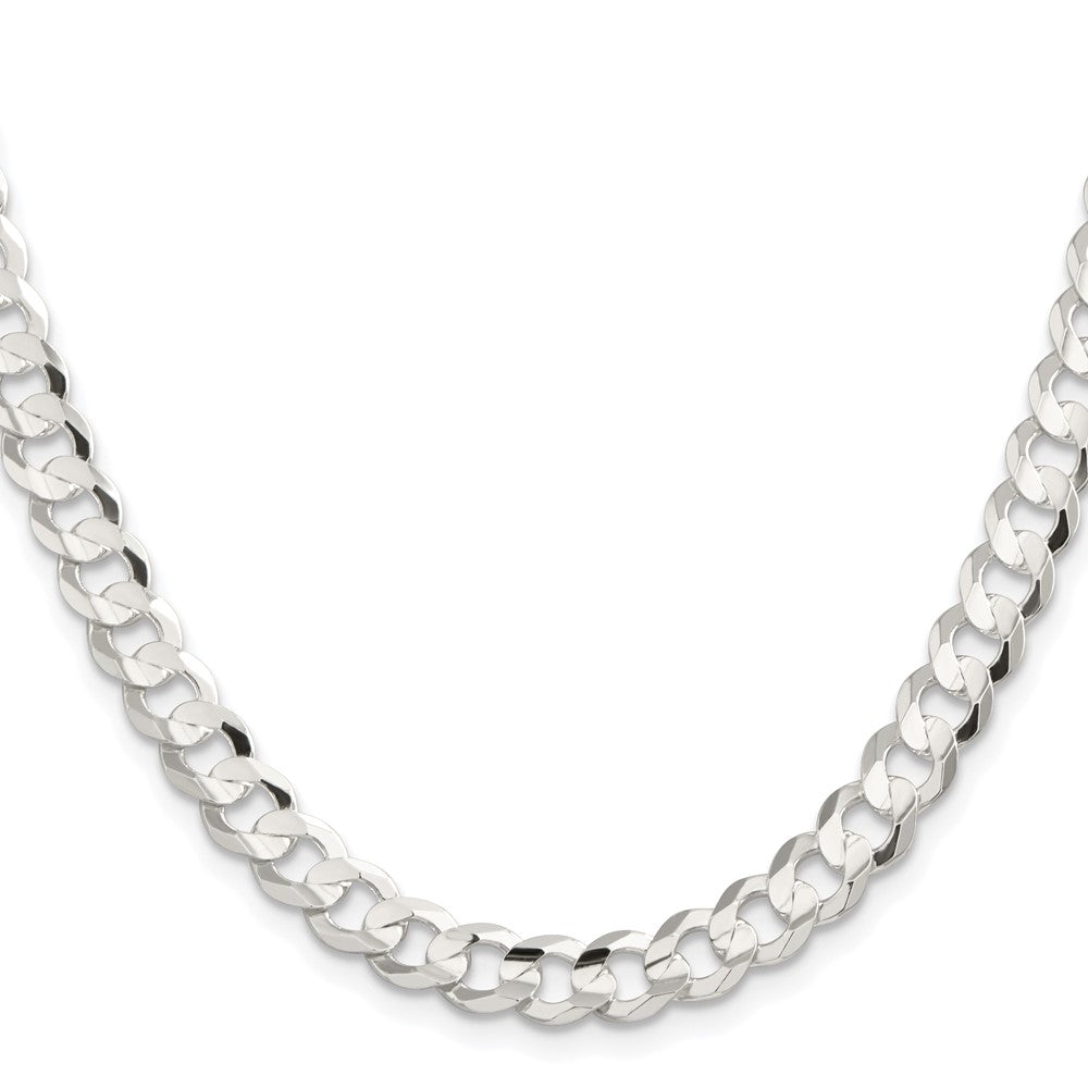 Sterling Silver Rhodium-plated 7.8mm Concave Beveled Curb ChainQCBC200R