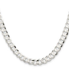 Sterling Silver Rhodium-plated 7.8mm Concave Beveled Curb ChainQCBC200R