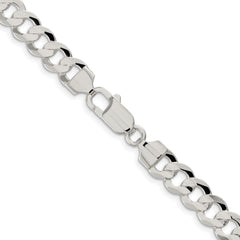Sterling Silver Rhodium-plated 7.8mm Concave Beveled Curb ChainQCBC200R