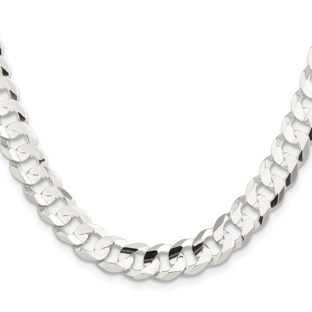 Sterling Silver Rhodium-plated 9.75mm Concave Beveled Curb ChainQCBC250R