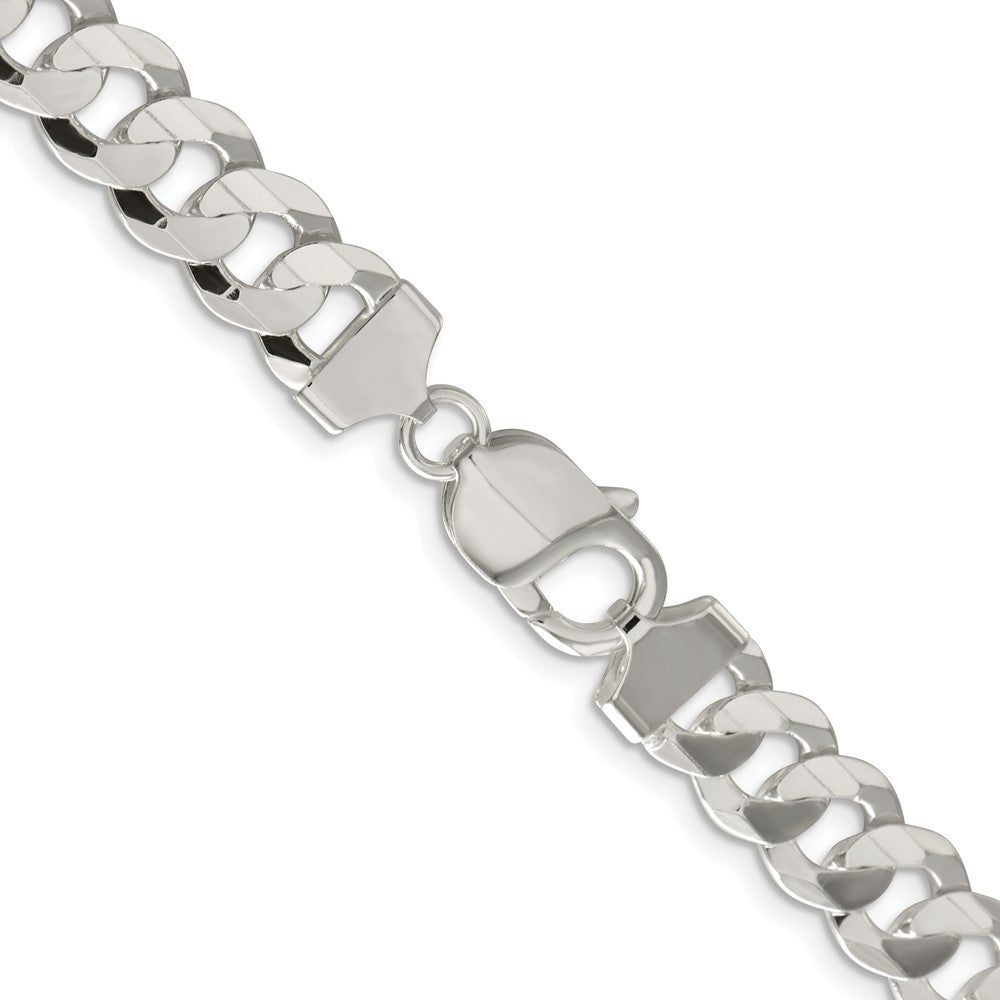 Sterling Silver Rhodium-plated 9.75mm Concave Beveled Curb ChainQCBC250R
