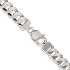 Sterling Silver Rhodium-plated 9.75mm Concave Beveled Curb ChainQCBC250R