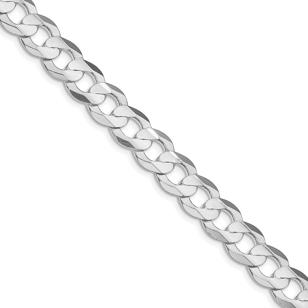 Sterling Silver Rhodium-plated 9.75mm Concave Beveled Curb ChainQCBC250R