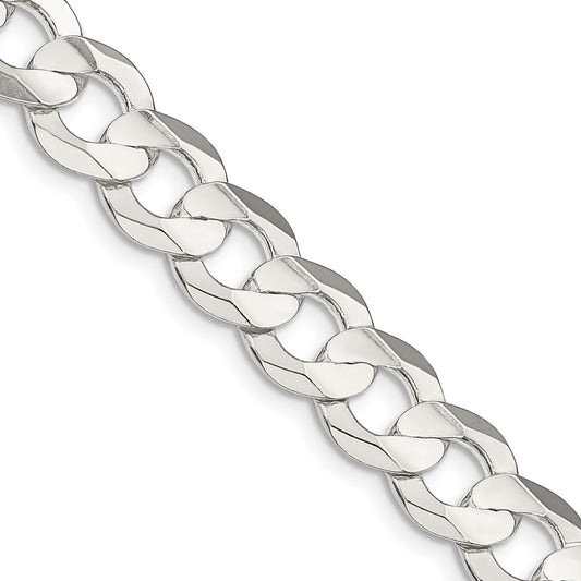 Sterling Silver 9.75mm Concave Beveled Curb ChainQCBC250